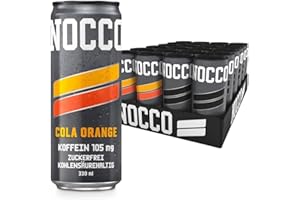 ‎NOCCO NOCCO energy drink 24er mix pack – zuckerfrei, vegan Energy Getränk mit Koffein & Vitaminen, 24 x 330ml inkl. Pfand (Mischkarton Ramonade/Cola Orange)