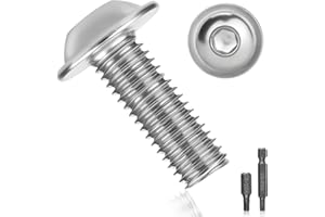 PYROCLASIA 15 Pièces Boulon Inox M8x30mm Vis à Tête Poelier Bombée Avec Bride et Six Pans Creux A2 V2A - Vis à Métaux Bouton à Tête Hexagonale en Acier Inoxydable pour Génie Mécanique