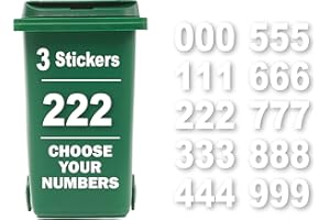 RUBIGO Paquete de 3 números de basura para contenedores – números 0 – 9 pegatinas de basura para cubos de ruedas, números de papelera, pegatinas de números (2)