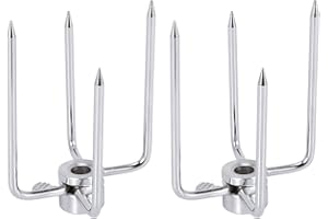 WOVELOT 2pcs forchette per Barbecue in Ferro Placcato in Cromo per Forcella girarrosto a spiedo Carbone per Barbecue per girarrosto Accessori per Barbecue