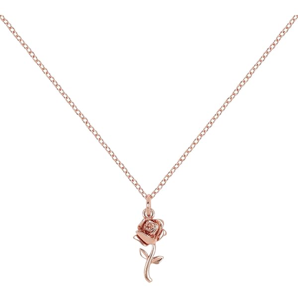 SOFEA Collana La Bella E La Bestia Con Rosa Rossa In Oro 3D - Ciondolo Con Rosa Vera Conservata, Gioiello Donna Con Catena 50+5 Cm - 2
