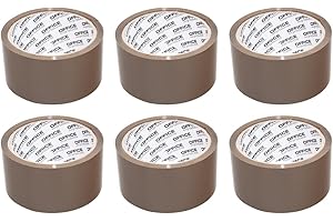 OFFICER PRODUCTS Bande adhésive d'emballage Couleur : Marron / 6 rouleaux / 48 mm x 50 m/Bande d'emballage PP colorée avec adhésif acrylique/Bande adhésive pour bande d'emballage