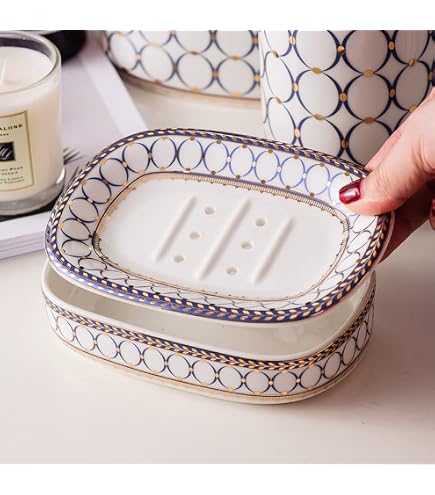 Porte-savon En Céramique Rose Avec Égouttoir - Grand Modèle Pour Salle De Bain Et Cuisine