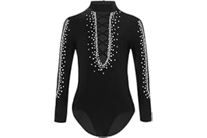 inlzdz Body Bambino Ragazzo per Danza Standard Ballo da Sala Paillettes Leotards da Danza Classica Abito da Ballo Latino Americano Perfetta per Competizioni