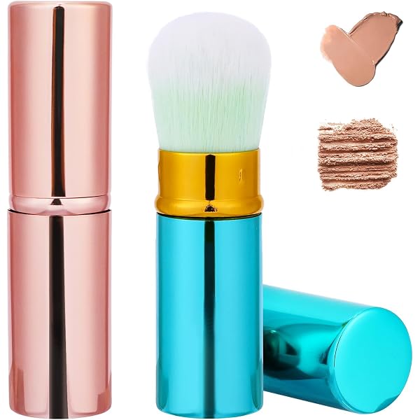 2er Set Einziehbare Make-up Pinsel - Schräg & Flach Für Foundation, Puder & Bronzer