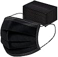 Merrimen Disposable Mask, 50 Count 3 Ply Disposable Breathable Face Masks Elastic Earloop Woven Masks Nose Mouth Cover - BLACK