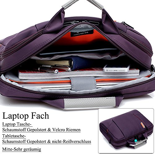 BRINCH 17,3 Zoll neue weiche Nylon stoßfest Laptop Computer Umhängetasche Messenger Bag Aktentasche mit Taschen & Griffe und abnehmbaren gepolstertem Schulterriemen für 17 – 17,3 Zoll Laptop / MacBook / Notebook / Chromebook / Tablet Computer,Violett - 4