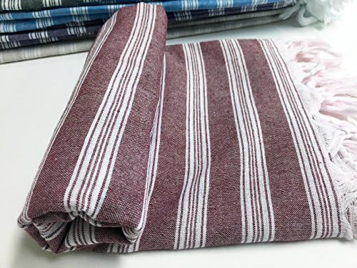 Turkish Pestemal Hammam Towel Bath Shower Beach Gym Yoga Travel Towel Peshtemal Spa Sauna Hammam Wrap Coverup Picnic Beach Blanket 100% Cotton Sarong Fouta Pareo Unisex [Energy Class A+++] From UK (Claret Red)