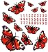 Produktbild Wandtattoo / Sticker / Aufkleber - wasserfest & wetterfest - " bunte Schmetterlinge " - 42 tlg. Set - incl. Zahlen - Wandsticker / Wandaufkleber - selbstklebend + wiederverwendbar - Fließensticker / Spiegel - Badezimmer - Mülltonnenaufkleber / Mülltonnensticker - Bad - Mülltonnen / Mülleimer - lustige Tiere - Schmetterling rot - Fenstersticker / Wandaufkleber
