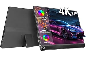 DroiX PM14 Przenośny monitor UHD 4K do laptopa z ekranem dotykowym 14", USB-C i mini HDMI, HDR400, 60Hz, kontrast 1500:1, 100% DCI-P3, czas reakcji 2,5 ms, 500 nitów, 10 bitów, 1,07 miliarda kolorów