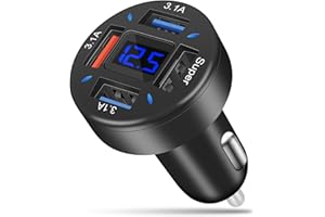 AXFEE Ładowarka samochodowa 66 W, 4 porty USB (3 A3.1A + 1 66 W), uniwersalna zapalniczka z szybkim ładowaniem do iPhone Pro/Max14/13/12/Samsung/Huawei/Xiaomi