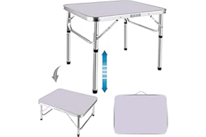Jupitor Folding Tables Picnic Table with 2 Adjustable Height, Fold Up Camping Outdoor Bench Dinning Table, Small Bed Working from Home Sofa Study Lightweight, White, 2ft -23.6'' x 17.7'' x 10''/22''