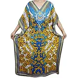 Indiatrendzs Women's Kaftan Nighty Light Viscose Printed Maxi Dress Free Size