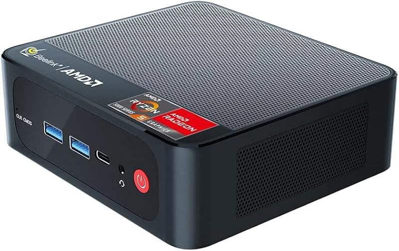 Beelink SER5 5560U Mini PC mit Windows 11 Pro, Ryzen 5 5560U, 16GB DDR4 RAM, SSD 500GB NVMe, SATA3 Slot, Wi-Fi 6 AX, Gigabit Ethernet, Bluetooth 5.2, Ultra HD 4K, HDMI, DisplayPort