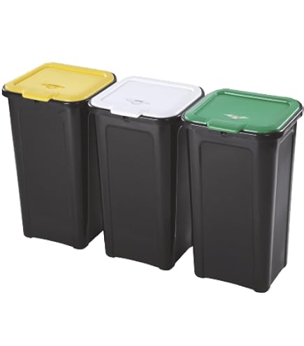 Duplast Tris 3 Bidoni Per Raccolta Differenziata – 50 Litri Ciascuno – Totale 150 Litri