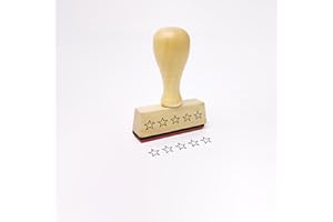Stemplino® Sello para profesores - Calificación de 5 estrellas - 50mm x 15mm - Sello de madera con texto para profesores para corregir pruebas, sello de elogio para educadores de la escuela