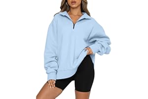 CHICZONE Womens Sweatshirt Oversized Pullover Trendy Fall Fashion Quarter Zip Up Tops with Pocket