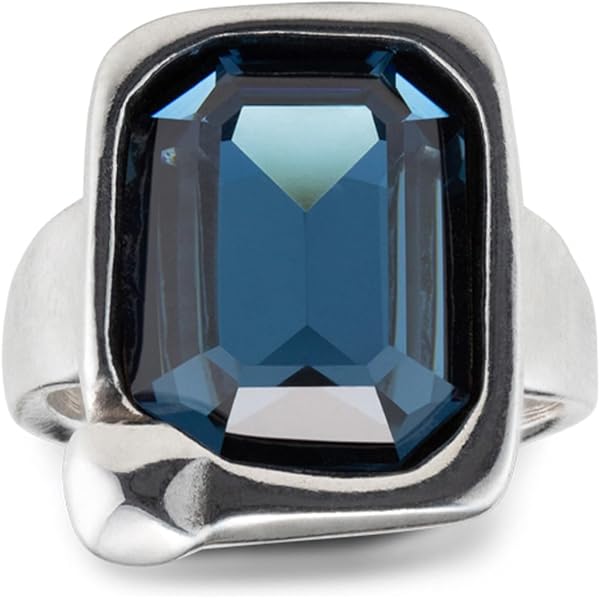 Anello UNOde50 In Lega Metallica Placcato Argento Sterling - Design A 'V' Con Topazi, Anello Aperto