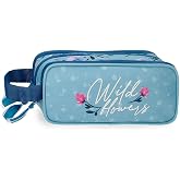 Movom Wild Flowers Triple Pencil Case Blue 22x10x9cm Polyester