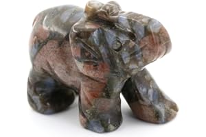 Ouubuuy Natural Llanite Crystal Elephant Stone Gemstone Ornament Reiki Healing Crystal Gift 1.5 inch