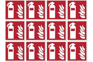 HAVATI Feuerlöscher Brandschutzzeichen: F001 - DIN EN ISO 7010 / ASR A1.3 - Aufkleber: 2,5 cm, 12 Stück