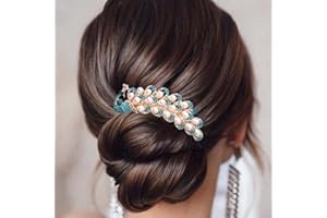Bohend Rhinestone Hair Comb Pearl Crystal Hairpieces Wedding Hair Accessories Jewelry for Women and Girls (Blue)