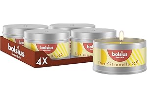 Bolsius True Citronella Outdoor Candles - Metal Tin - Pack of 4 - Citronella Fragrance - Outdoor Decoration - Burning Time of 22 Hours