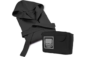 BANZAII TEXTILE INNOVATOR ONLINE Banzaii Accappatoio in 100% Microfibra con Cappuccio – Accappatoio Uomo e Donna con Borsa Resistente e Salvaspazio - Taglia XL Nero