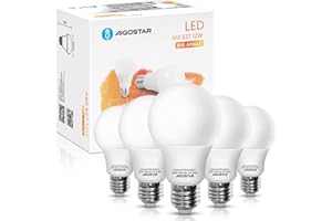 Aigostar Bombilla LED E27 12W, Luz calida 3000K, 1170 Lúmenes, Ángulo 280°,No regulable,Bombillas LED A60-5 Unidades
