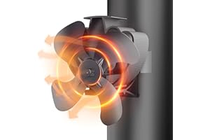 Drcokars Ventilateur Poele à Bois, 4 pales Silencieux Alimenté à la Chaleur Ventilateur Cheminee, fixe sur tuyau Ventilateur à Poêle pour Poêle à Bois/Cheminée/Gaz/Bûches/Poele a Granule