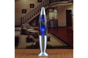 RESAES RESISTANT AND AESTHETIC Lampada a LED Lava, Lampada di Lava Rilassante Lampadine Incluse, Lampada da notte, Lava Lamp Magma Tranquillante, Base Argento Design Retro Vintage 220-240 V, 40 x 9 x 9 cm (Blu)