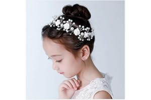 IYOU Księżniczka Komunijna ozdoba na głowę kwiat biała opaska perłowa włosy winorośl ślubna akcesoria do włosów dla dziewczynek z kwiatami