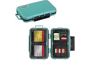 LYNCA Memory Card Case Holder SD Card Case Waterproof Memory Card Holder Anti-Shock Water-Resistant Carrying Box Holder for 8 SD Cards 4 CF Cards 12 Micro SD/TF Cards (Green)