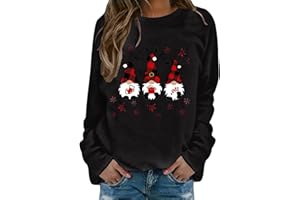 NUOKE Pull de Noel Femme,Pull Noel Femme,Christmas décontracté et Confortable à Manches Sweats Longues et imprimé Tendance Femmes Elegant Hiver Fête