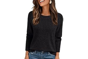 AirMood Camisetas elegantes casuales de manga larga para mujer, cuello redondo, holgadas