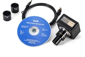 Swiftcam - Cámara de 10 Megapíxeles para Microscopios, con Lente de Reducción, Kit de Calibración, Adaptadores de Eyetube y Cable USB 3.0, Compatible con Windows/Mac/Linux