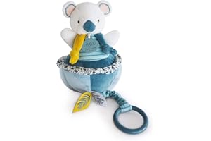 DOUDOU ET COMPAGNIE - Peluche Musicale Yoca le Koala - Bleu - 17 cm - Idée Cadeau de Naissance pour Bébé - avec Boite Cadeau - Boite à Musique - Garantie Doudou Perdu- DC3635