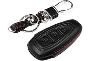 M.JVisun Llave del Coche Real Cuero Funda Protectora Para Ford Focus EcoSport KUGA Mondeo iVCT Llave - Cuero - Negro