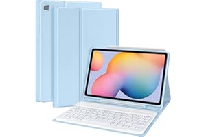 TQQ Funda con Teclado para Samsung Galaxy Tab S6 Lite 10.4“ 2024/2022/2020 (Model: SM P620/P625/P610/P613/P615/P619), Soporte para lápiz y Teclado Inalámbrico Bluetooth Español Ñ Desmontable