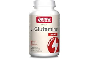 Jarrow Formulas, L-Glutamine, 750mg, Hautement Dosé, 120 Capsules végétaliennes, Sans Gluten, Sans Soja, Végétarien, Sans OGM