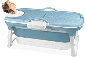 Froadp Vasche da Bagno Pieghevoli per Adulti Vasche Mobili per Bambini con Coperchio Ripiano e Corrimano Indipendenti Vasche da Doccia Portatili Bathtub per il Bagno e l'esterno (118x60x53cm)