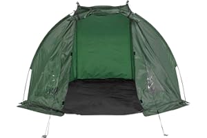 KINGCARP - Fishing Bivvy DAY SHELTER 190T Fabric With PVC Viewing Panels Groundsheet, Poles Pegs & Carry Bag (135cm x 220cm x 120cm) - For Light Showers Only [25-128]