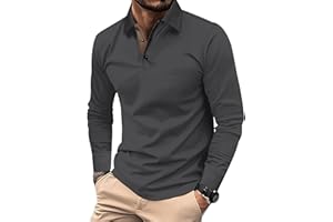 Comilaka Uomo Polo Casual Manica Lunga Poloshirt Top Golf Maglietta Cotone Colori a Contrasto Autunno Inverno Classico