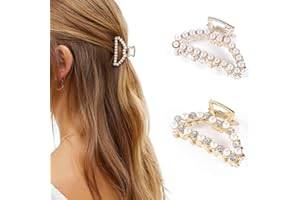 Runmi Fermagli per capelli bianchi, antiscivolo, con perle medie, accessori per capelli per donne e ragazze (confezione da 2)