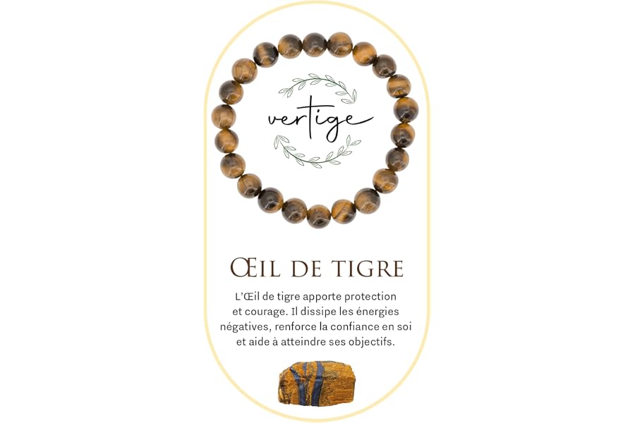 VERTIGE Bracelet de lithothérapie Pierres Naturelles Minérales, Source de bien être et Physique, Apporte TRANQUILLITÉ et LUCI