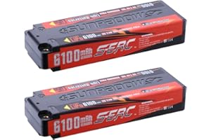 SUNPADOW Batteria al litio da 7,4 V, 2S, 6100 mAh, con spina Deans per RC Car Boat Tank Truck Racing Hobby (2 pezzi)