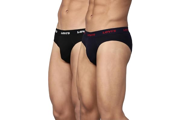 Levi's 009 Men's 100% Cotton Solid Brief - Mid Rise, Outer Elastic Waistband (Pack of 2)