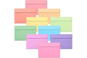 MATICAN Enveloppes C6 – Lot de 50 Enveloppes A6 Colorées, 114 x 162 mm, 10 Couleurs Pastel Vives, Idéales pour Mariages, Anniversaires, Faire-Part et Cartes de Remerciement