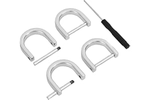 HUIANER 4PCS D-Rings Buckle 3/4inch, Adjustable Screw U Shape D Ring Screw-in Shackle Horseshoe Shape D Ring for Crossbody Bag Handbag Keychain Purse Replacement DIY Leather Craft (Silver)