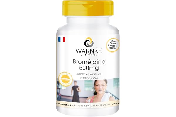 Bromelaine 500 mg - 1200 F.I.P - 100 comprimés - Vegan - Enzyme naturelle d'ananas | Warnke Vitalstoffe - Qualité des pharmacies allemandes